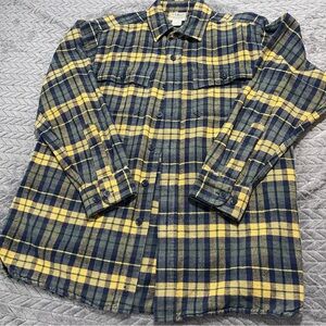 L.L. Bean Yellow and Blue Checkered Shirt flannel